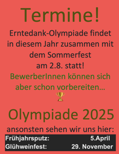 Termine Olympiade 2025